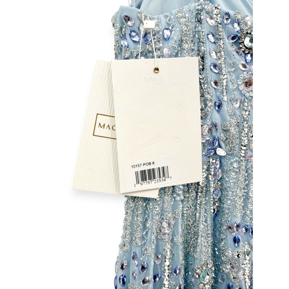 Mac Duggal Blue Rhinestone Embellished Sweetheart Neck A-Line Gown $798 Size 8 - Picture 10 of 11